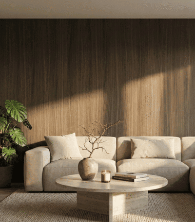 Houten wandpaneel Walnoot Dark Brown voor moderne interieurdecoratie.