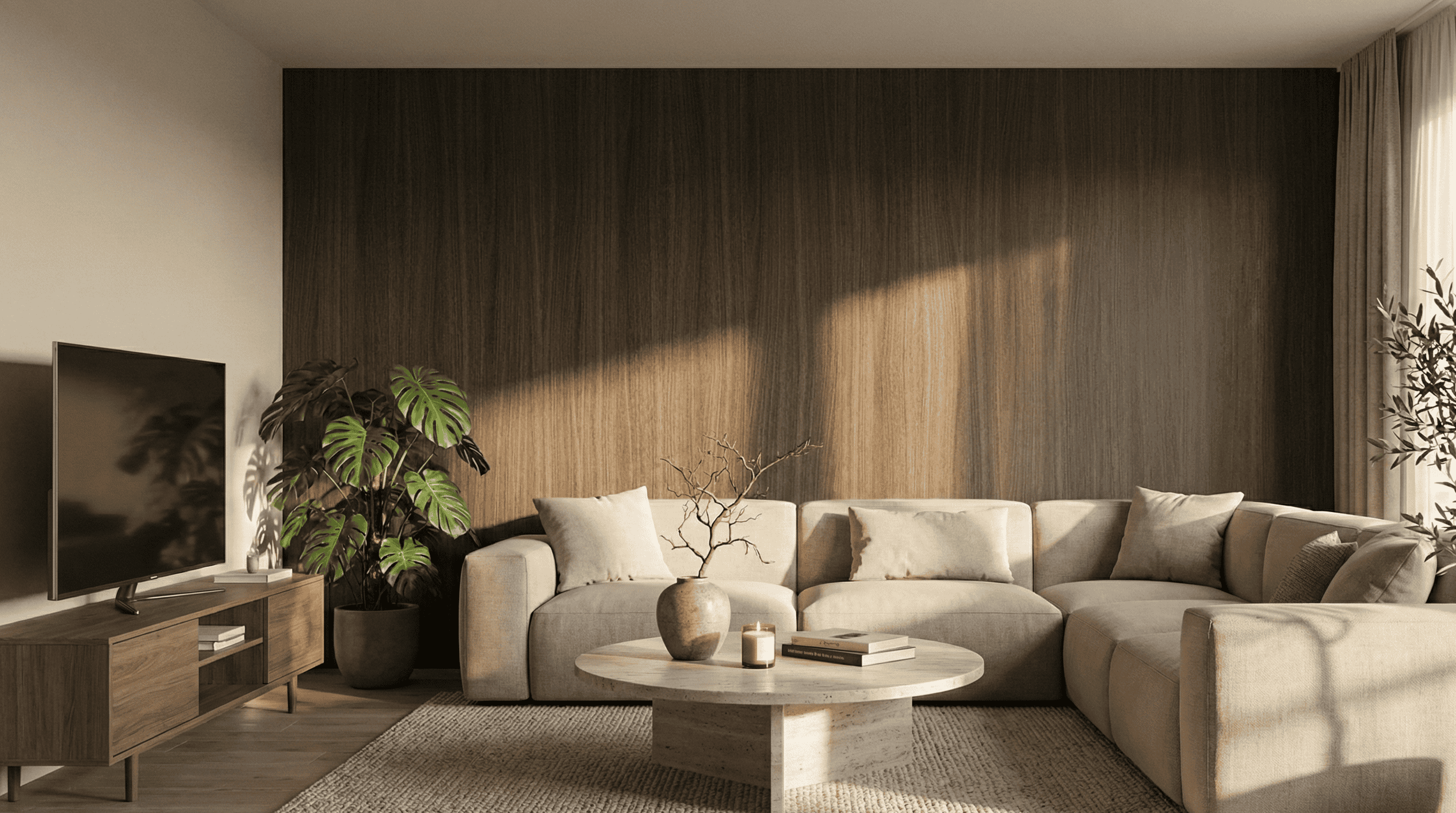 Houten wandpaneel Walnoot Dark Brown voor moderne interieurdecoratie.